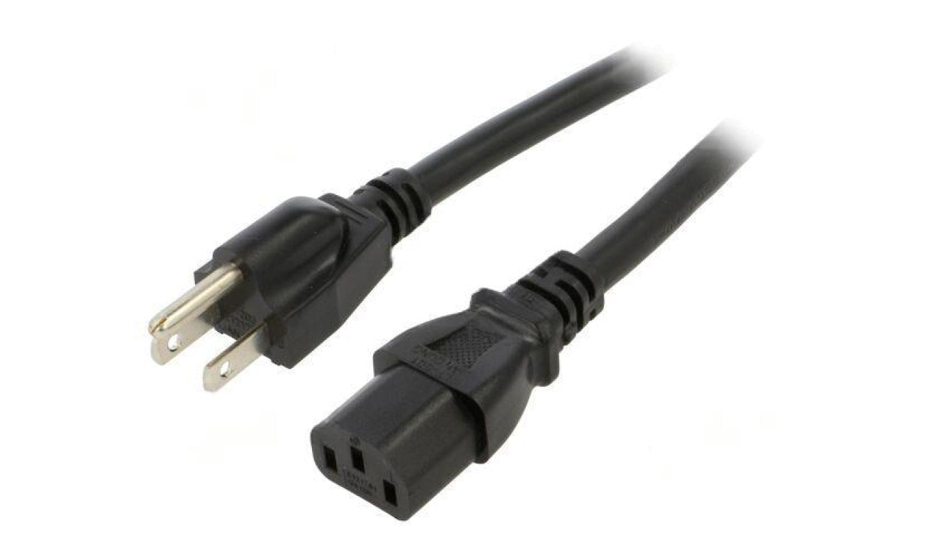 Kabel: 3x14AWG, IEC C13 żeński,NEMA 5-15 (B) wtyk, 1,8m LT-501+202 SJT 14/3 1.8M BLK