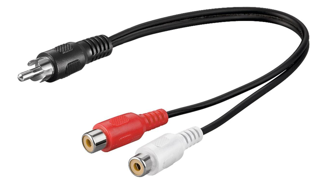 Kabel adaptera audio typu Y, wtyk cinch na gniazdo cinch stereo - Długość kabla 0.2 m
