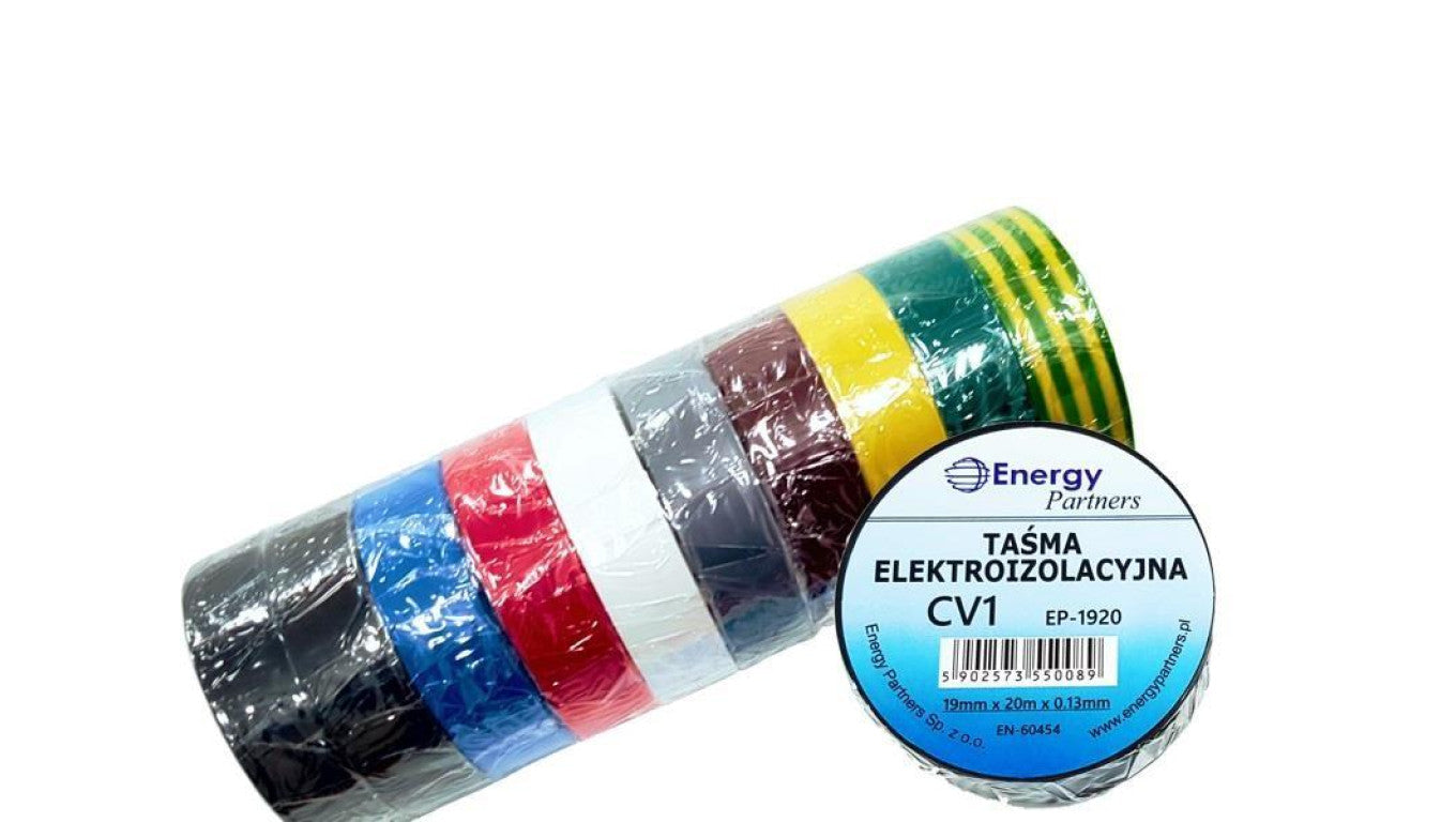 CV1 (EP-1920) RBW10 - taśma elektroizolacyjna PCW (zestaw 10 rolek 19mm x 20m x 0.13mm) rainbow