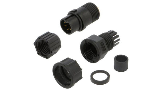 Złącze okrągłe, męskie, PIN: 5, gniazdo/wtyk, proste, na przewód, 500 V, 5 A BD-05BFMA-LL7001