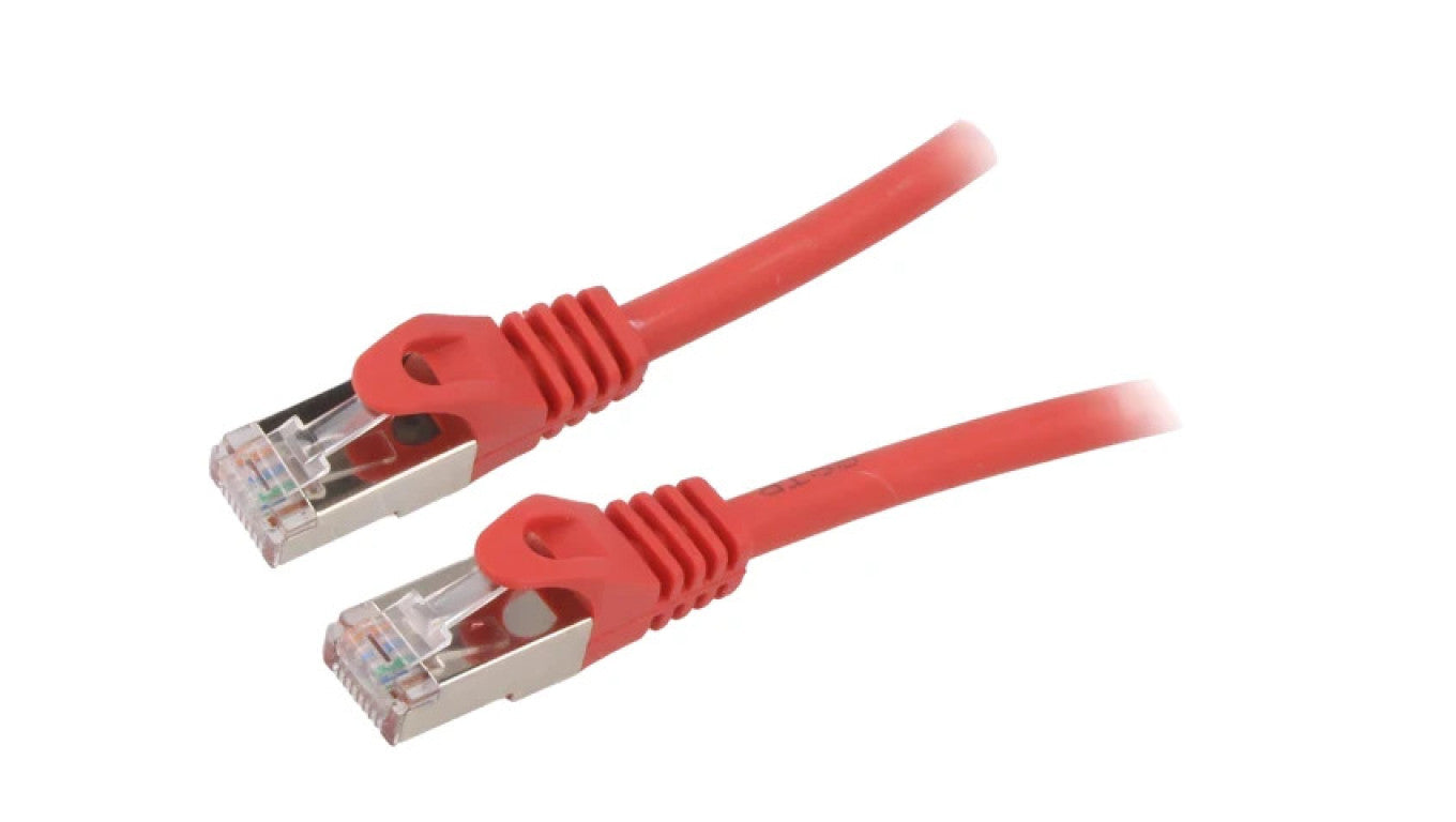 Patch cord S/FTP 6a drut Cu LSZH czerwony 15m 27AWG PP6A-LSZHCU-R-15M