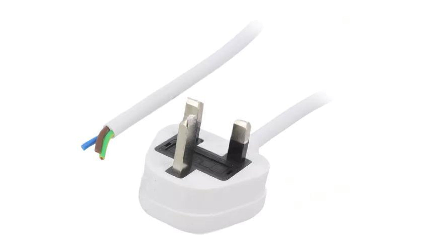 Kabel: 3x1mm2, BS 1363 (G) wtyk, 1m, 13A, 250V LT-318(3A) 3X1.0 WHT 1M END CUT