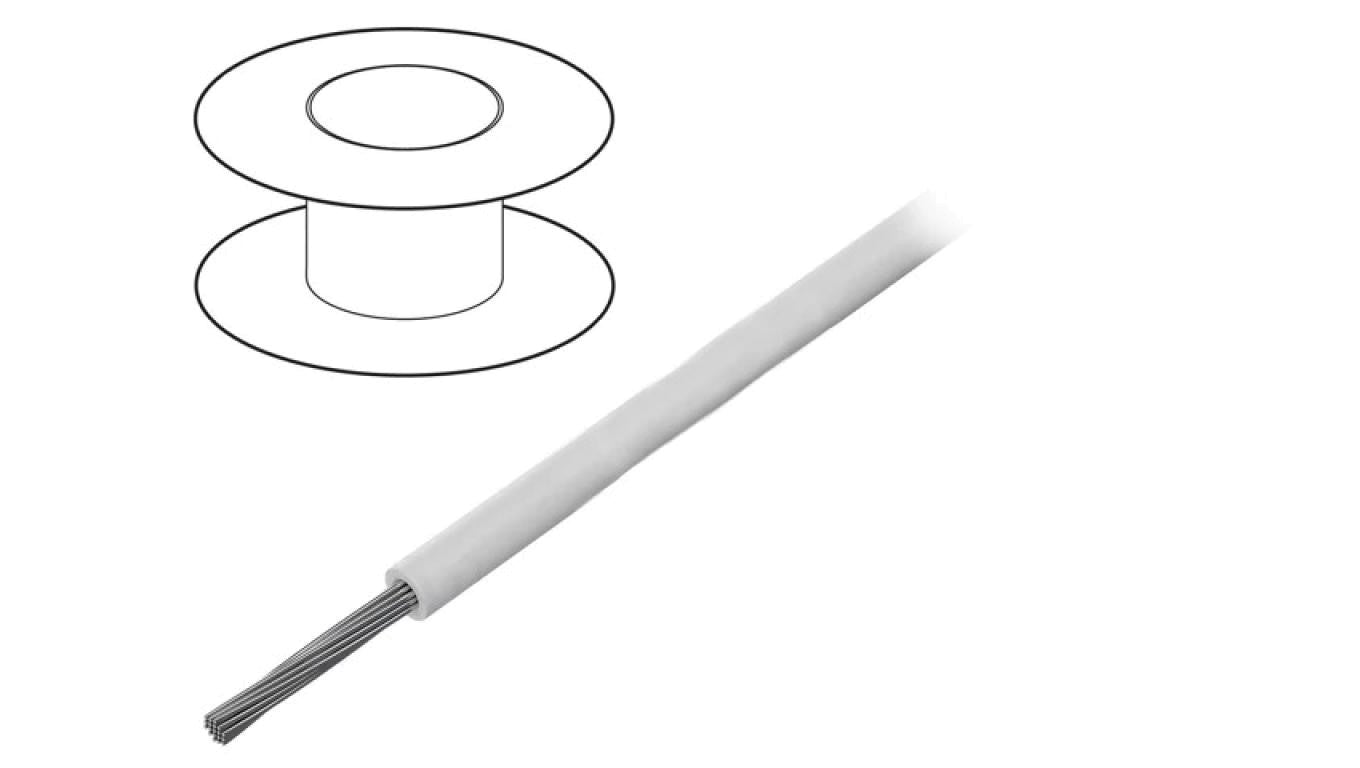 Przewód na rolce o długości 30,5m linka Cu, 300V PVC biały 18 AWG 3055 WH005