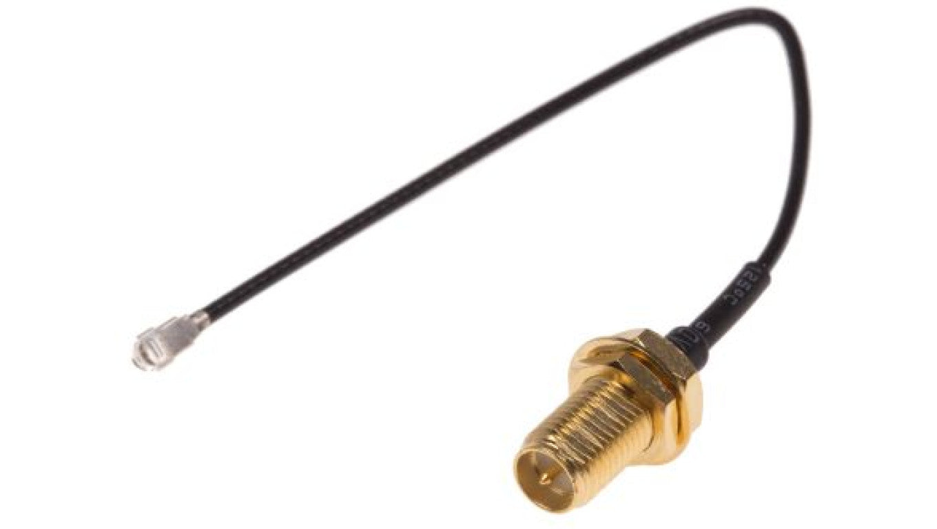 Kabel koncentryczny, RF, Czarny Wtyk RP-SMA Żeńskie U.FL 100mm, RS PRO Z zakończeniem