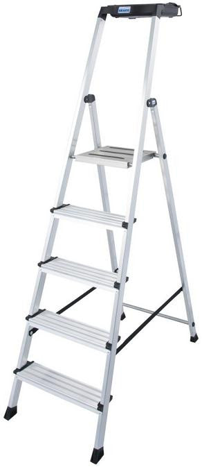Drabina aluminiowa jednostronna Krause SECURY MultiGrip 1x5 z półką 126535