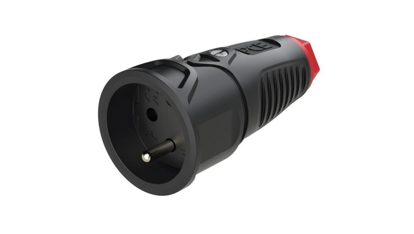 Gniazdo gumowe 3p 16A 230V przenośne IP20 TAURUS2 PCE na kabel czarne