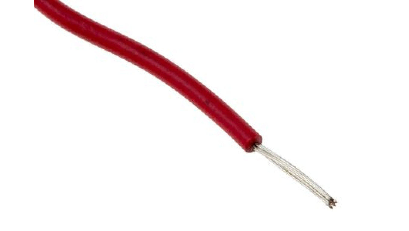 Przewód jednożyłowy linkowy, Przewód instalacyjny, 0,08 mm², 7/0,12 mm, 28 AWG, PVC, 300 V, Czerwony, dł. 100m, RS PRO