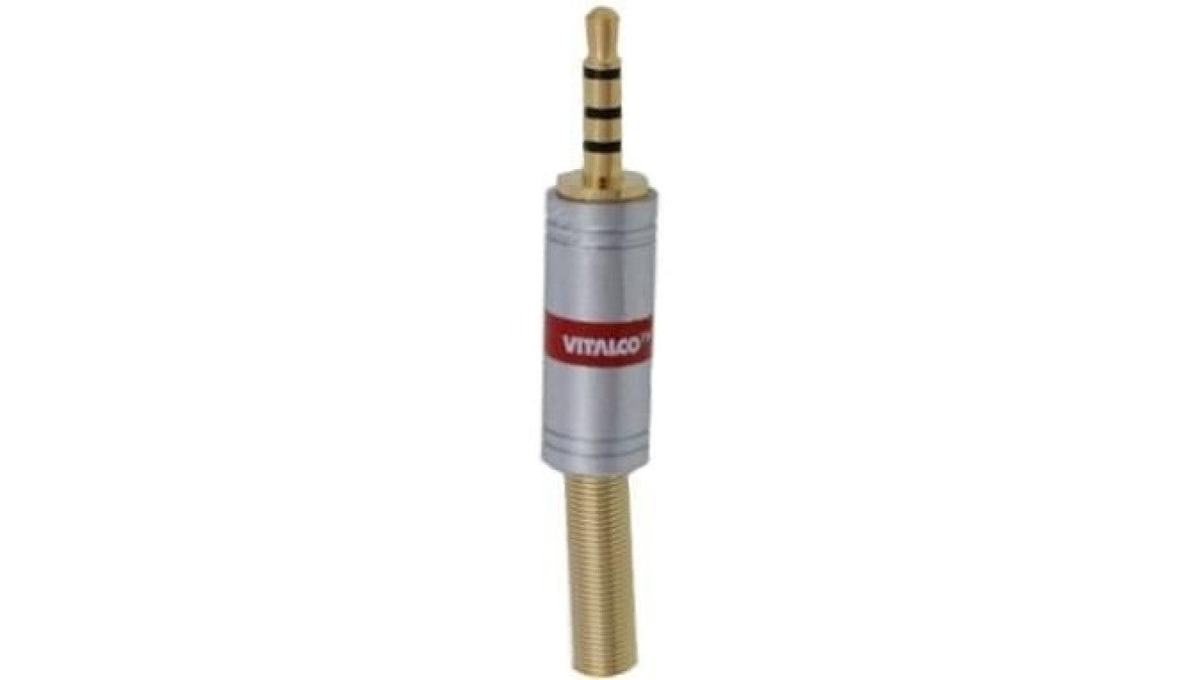 VITALCO JW940 Wtyk Audio AUX mini Jack 3,5mm 4-polowy na kabel do 4,0mm CHROME pozłacany czerwony