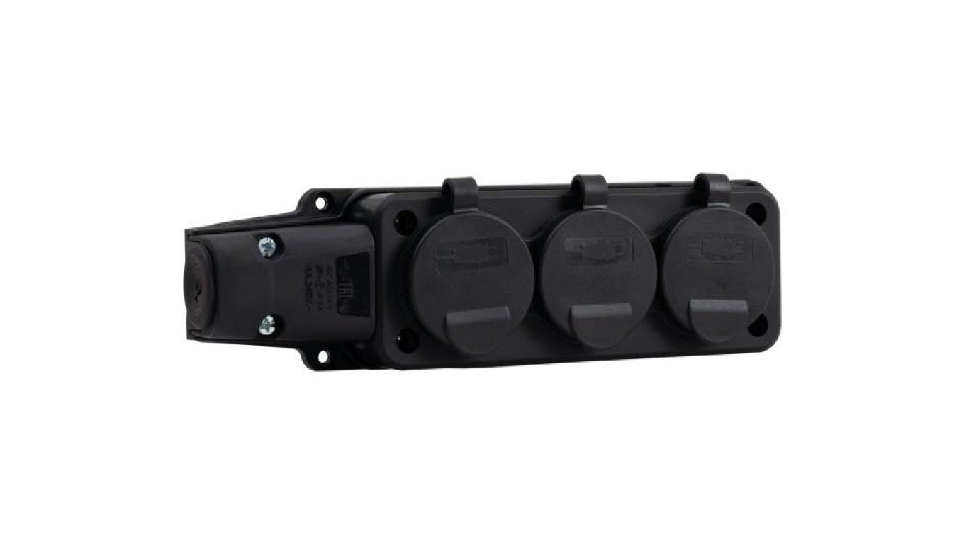 Listwa gumowa 3x230V 16A IP54 SCHUKO czarna