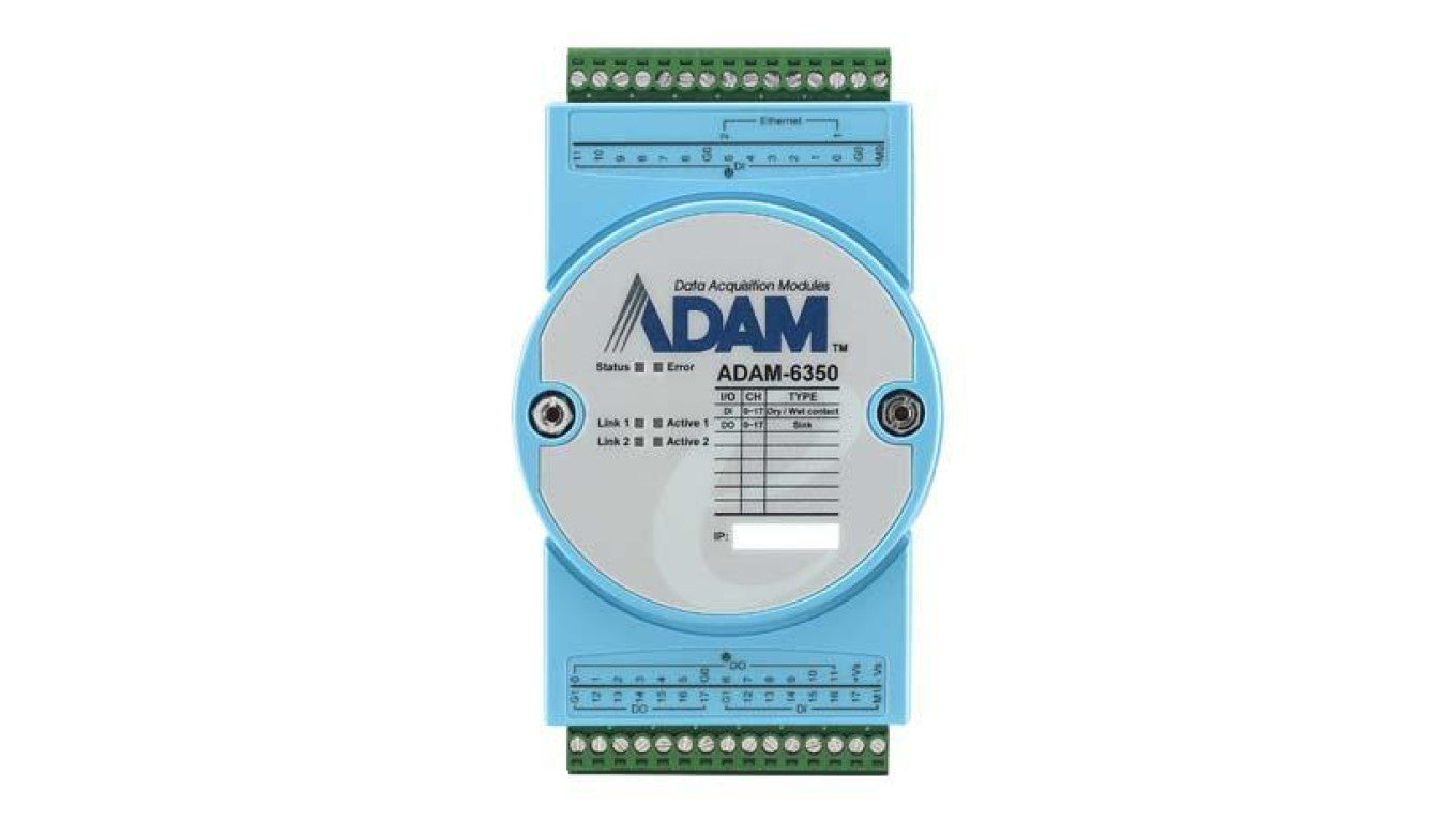 Moduł wejść/wyjść Ethernet DI/O dla IoT z obsługą protokołów OPC UA/Modbus TCP, 18 kanałów ADAM-6350-A1