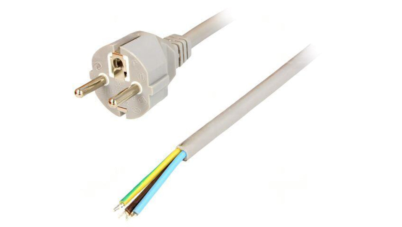 Kabel: 3x1,5mm2, CEE 7/7 (E/F) wtyk, 5m, 16A LT312 H05VV-F 3X1.5 5.0M GRY