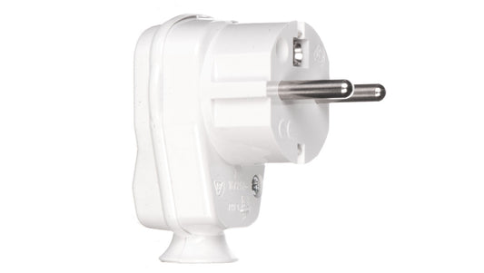 Wtyczka kątowa 10/16A 2P+Z IP20 Uni-Schuko biała 9002214