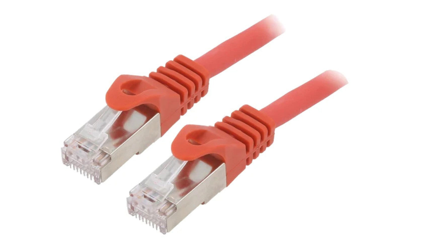 Patch cord S/FTP 6a drut Cu LSZH czerwony 10m 27AWG PP6A-LSZHCU-R-10M