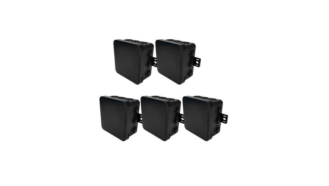 Puszka hermetyczna natynkowa elastyczna 75x75x41mm 12-wlotowa, zamknięcie na klik IP54 czarna EDO 5 szt.