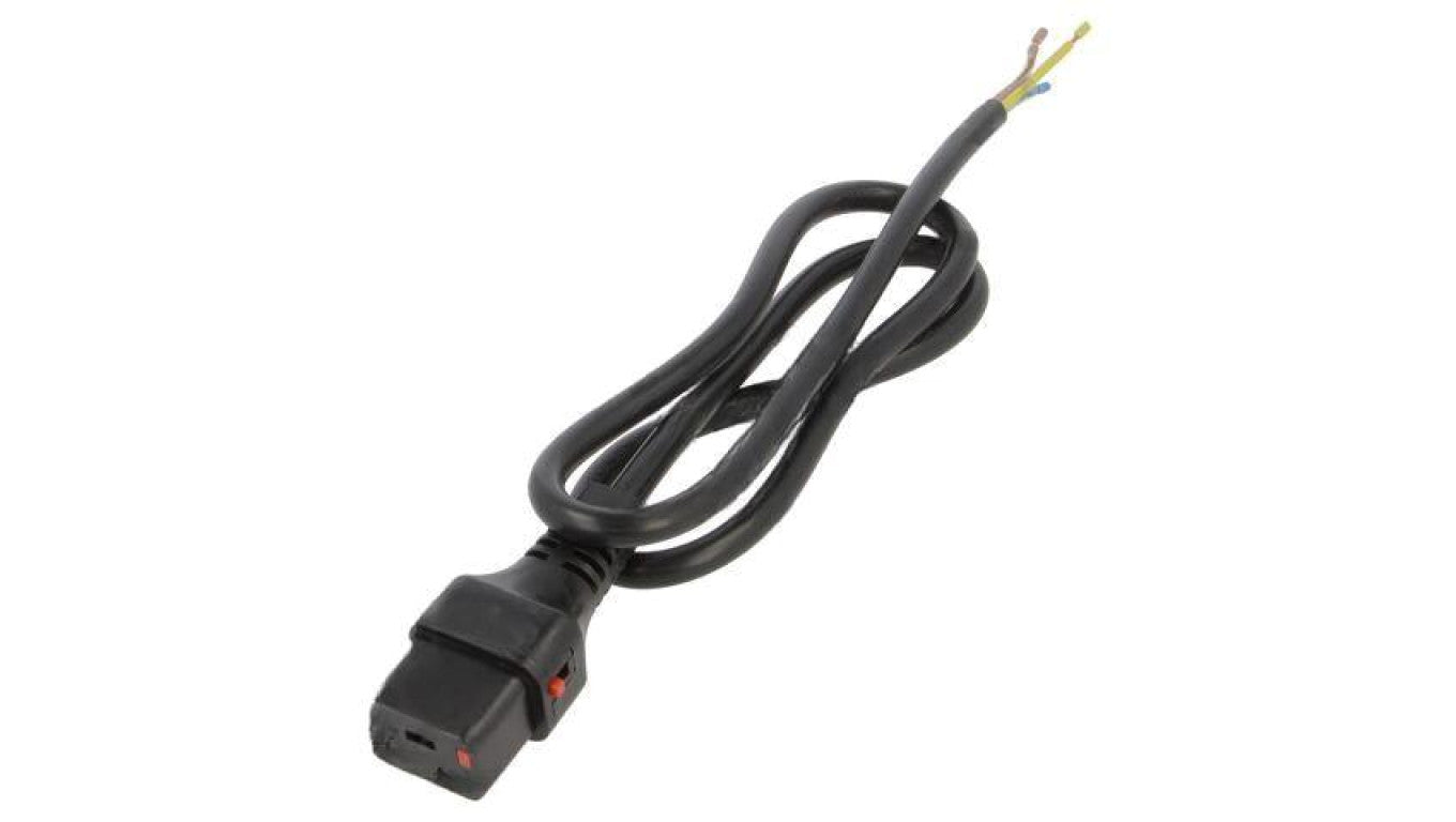 Kabel IEC C19 żeński 1m z blokadą IEC LOCK IL19-SE-H05-3150-100
