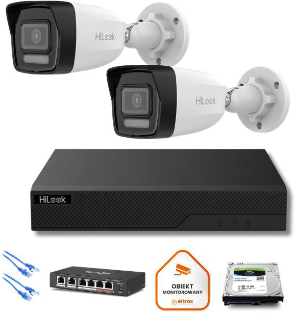 Zestaw moinitoringu IP Hilook 2x IPC-B180HA-LU tuba 8MP Smart-hybrid Light
