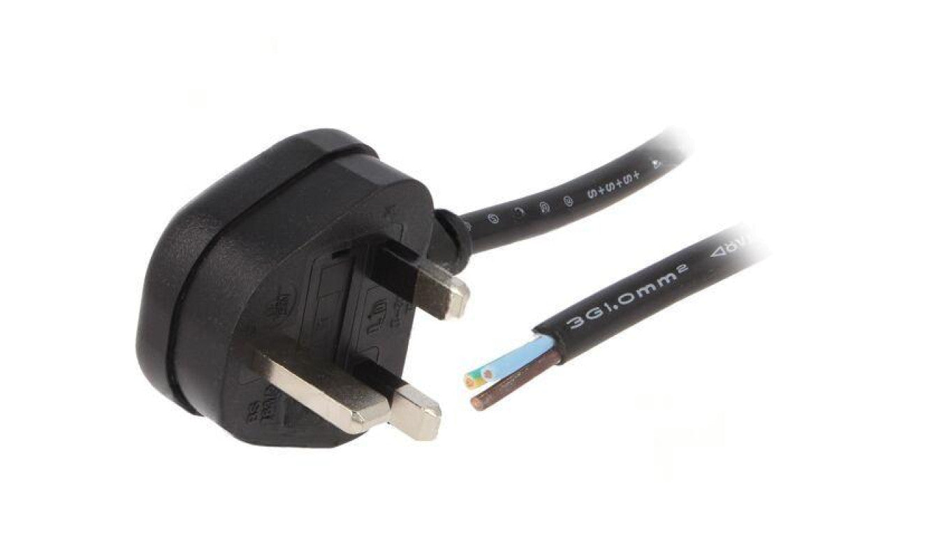 Kabel: 3x1mm2, BS 1363 (G) wtyk, 1,8m, 13A LT-318(13A) 3X1.0 BLK 1.8M END CUT