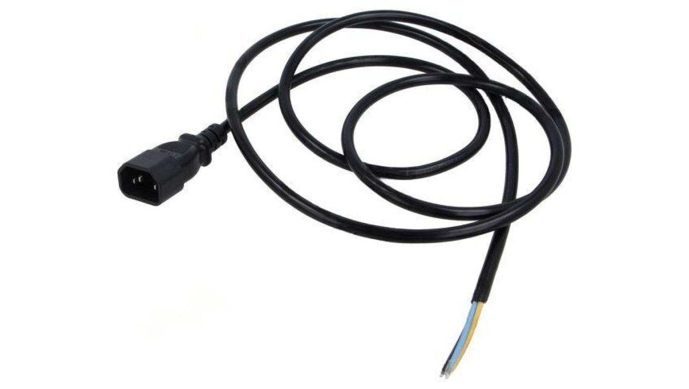 Kabel: 3x0,75mm2, IEC C14 męski, 1,8m, 10A LT-602 H05VV-F 3X0.75 BLK 1.8M END