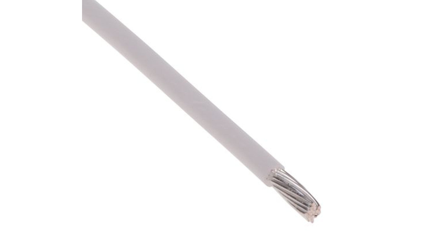 Przewód do urządzeń PTFE PTFE Biały, 100m 0,6 mm² 19/0,2 mm, 300 V, -75→ +200 C., Ø 1.35mm, RS PRO BS3G210