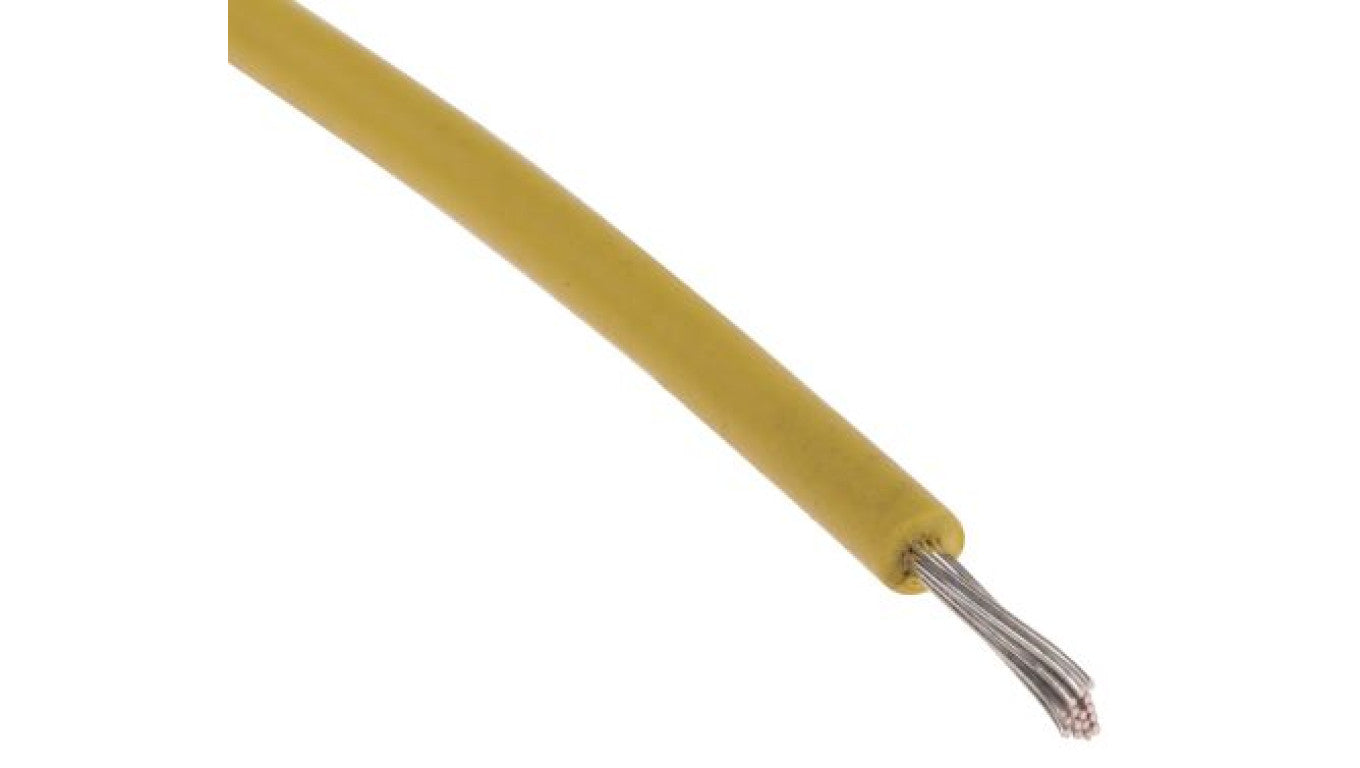 Przewód jednożyłowy linkowy, UL 3239, 0,33 mm², 17/0,16 mm, 22 AWG, XLPE, 6 kV DC, Żółty, dł. 100m, RS PRO