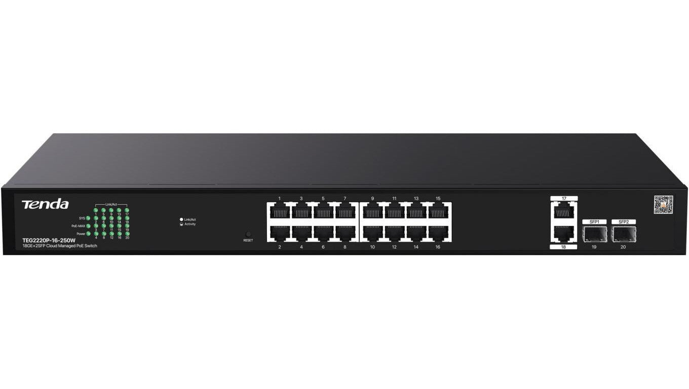 SWITCH POE TENDA TEG2220P-16-250W