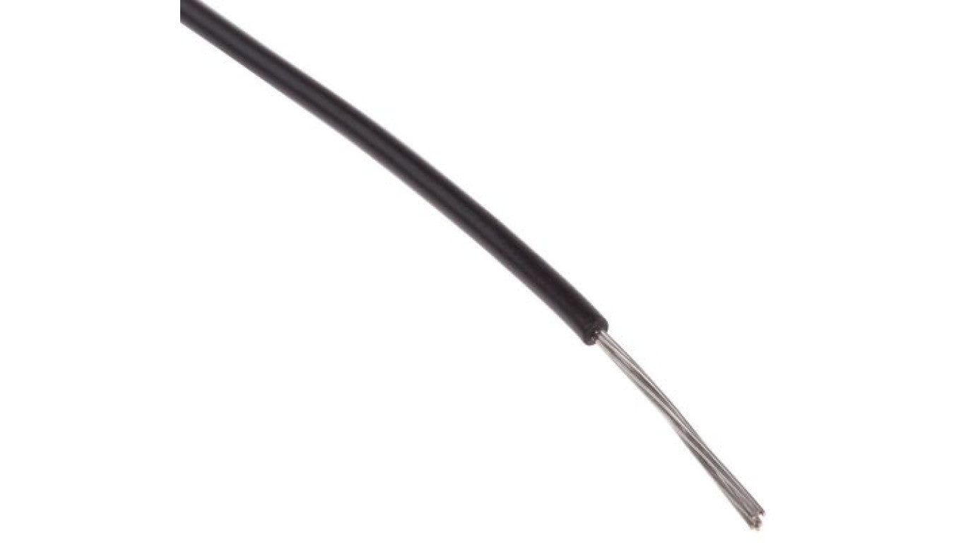 Przewód jednożyłowy linkowy, Przewód instalacyjny, 0,13 mm², 7/0,16 mm, 26 AWG, XLPVC, 150 V, Czarny, dł. 100m, RS PRO