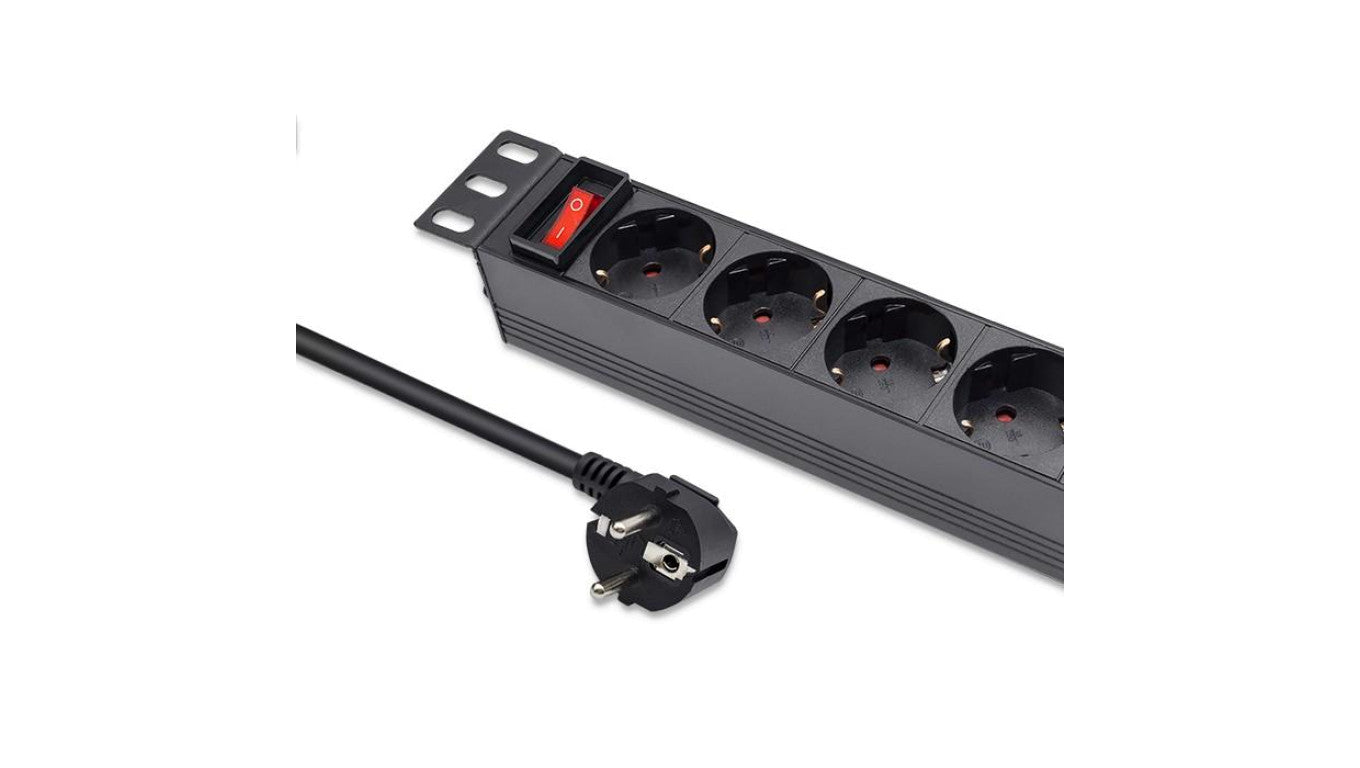Qoltec Aluminiowa Listwa zasilająca PDU do RACK 10 1U 16A 4xSCHUKO 1.8m