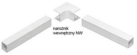 Osprzęt do listew elektroinstalacyjnych, narożnik wewnętrzny BIAŁY NW 40x40 (1szt.)