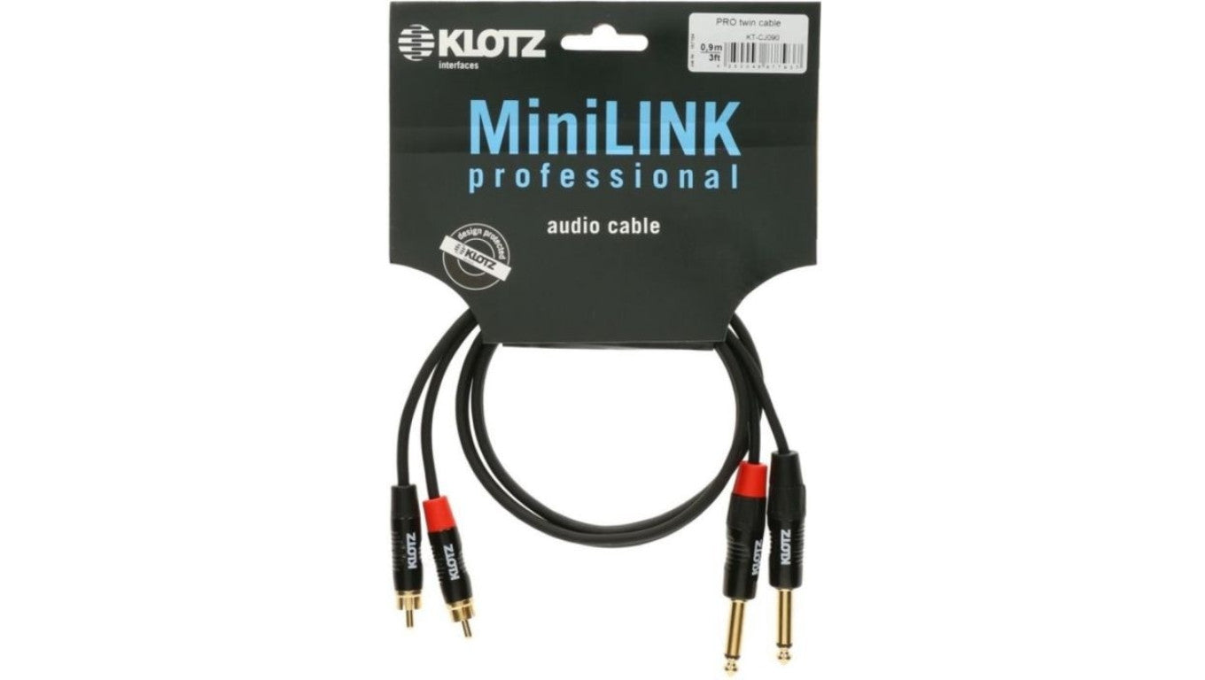 KLOTZ Kabel Audio 2x Jack 6,3mm Mono (wtyk) / 2x RCA Cinch (wtyk) 1,5m