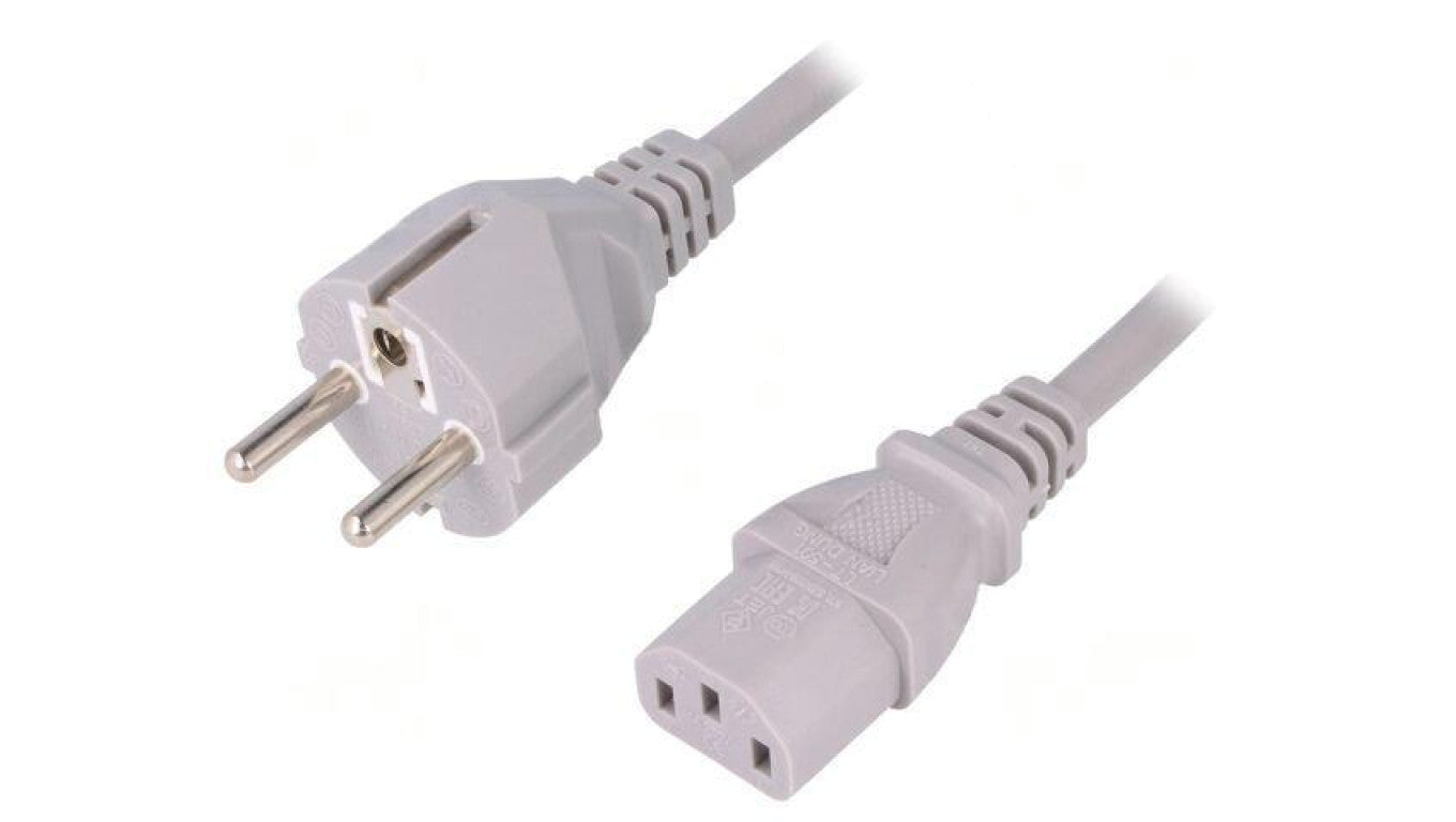 Kabel: 3x1mm2, CEE 7/7 (E/F) wtyk,IEC C13 żeński, 5m LT-312+501 H05VV-F 3X1.0 GRY 5M