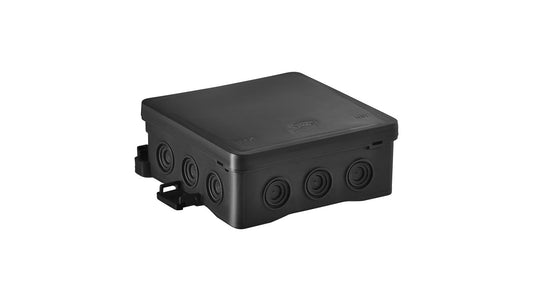 Puszka naścienna 100x40x100mm z dławnicą zintegrowaną samozatrzaskowa,bezhalogenowa, seria FASTBOXiHOOK czarna IP54 NS7 35349107