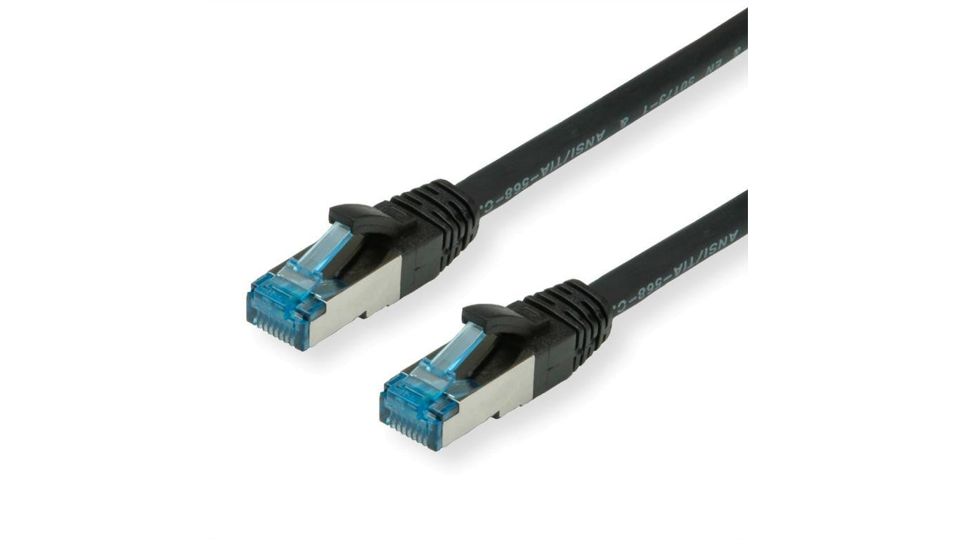 Kabel krosowy VALUE Cat.6A (Class EA) S/FTP (PiMF), LSOH, czarny, 7 m