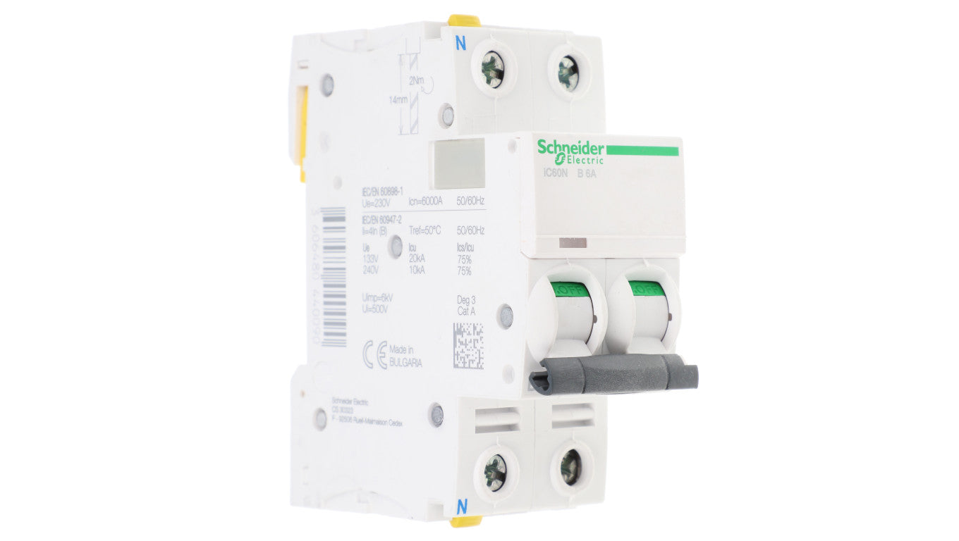 Wyłącznik nadprądowy 1P+N B 6A 6kA AC iC60N-B5-1N Acti9 A9F03606