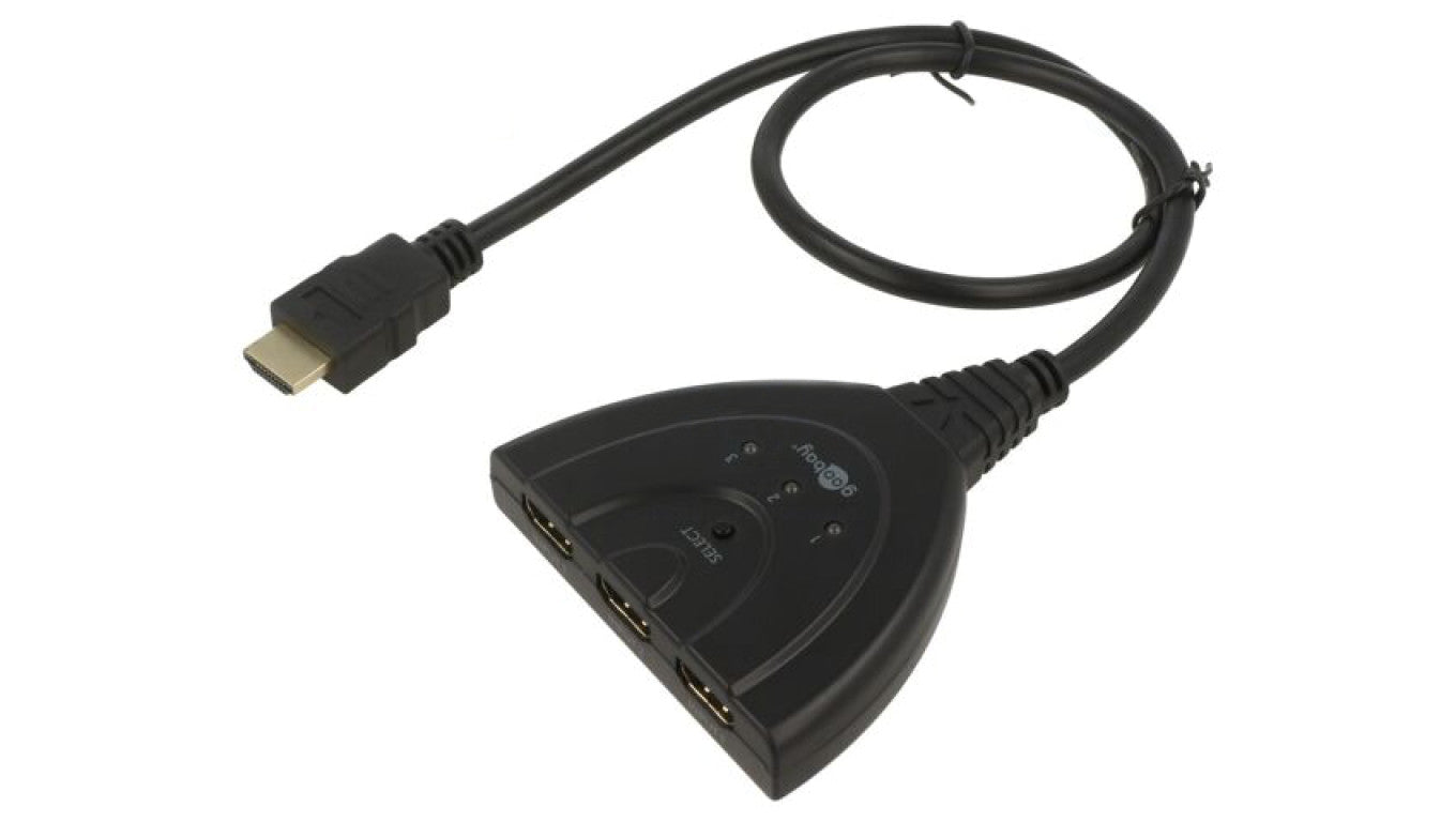 Switch HDCP 1.4, HDMI 1.4 0,55m czarny Wej: HDMI gniazdo x3 58487