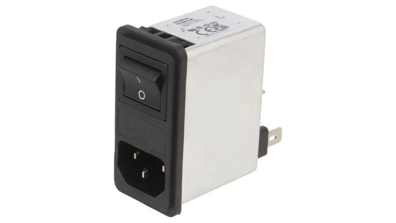 Złącze zasilające AC męskie 4A 250VAC C14 (E) 1mH FN286-4-06