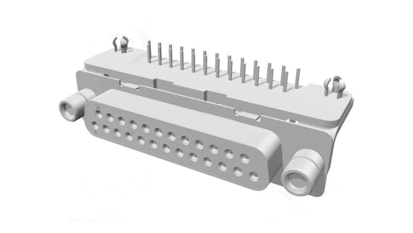 D-Sub PIN: 25 gniazdo żeńskie kątowe 90 THT UNC 4-40 3-106507-2