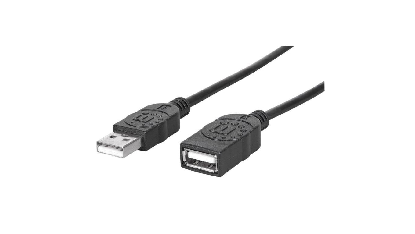 Kabel Przedłużacz USB 2.0 AM-AF 3m Czarny Manhattan