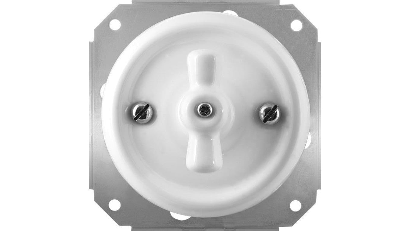 Łącznik podwójny obrotowy Retro ceramic bez ramki, 10A-250V~, biały