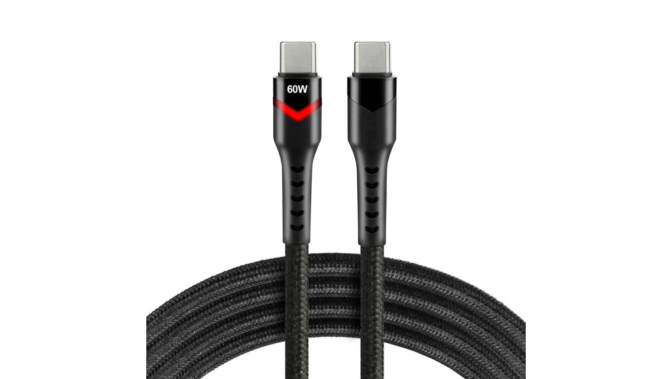 Kabel przewód USB-C PD RGB LED 200cm everActive CBB-2PDR Power Delivery 2.0 z obsługą szybkiego ładowania 3A/20V 60W