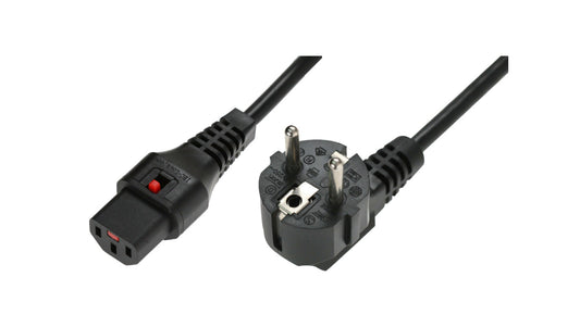 Kabel połączeniowy zasilający 3x1 Schuko kątowy/IEC C13 prosty M/Ż czarny IEC-EL249S /1m/