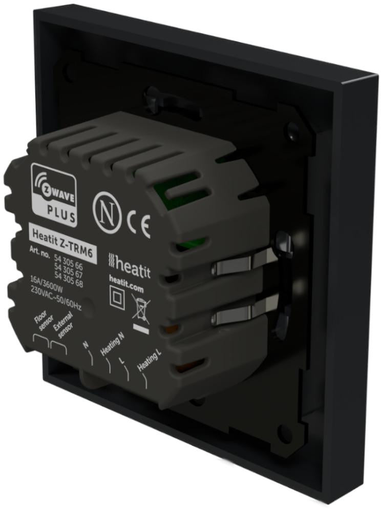 Termostat Heatit Z-TRM6 Black Matt Z-Wave Thermostat 3600W 16A 868,4 Mhz