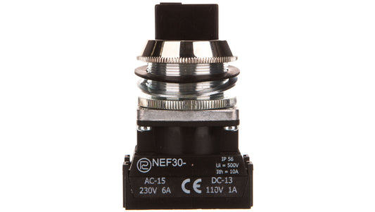 Przełącznik 3 położeniowy pokrętło 30mm czarny 2Z bez samopowrotu W0-NEF30-TPC 2X S