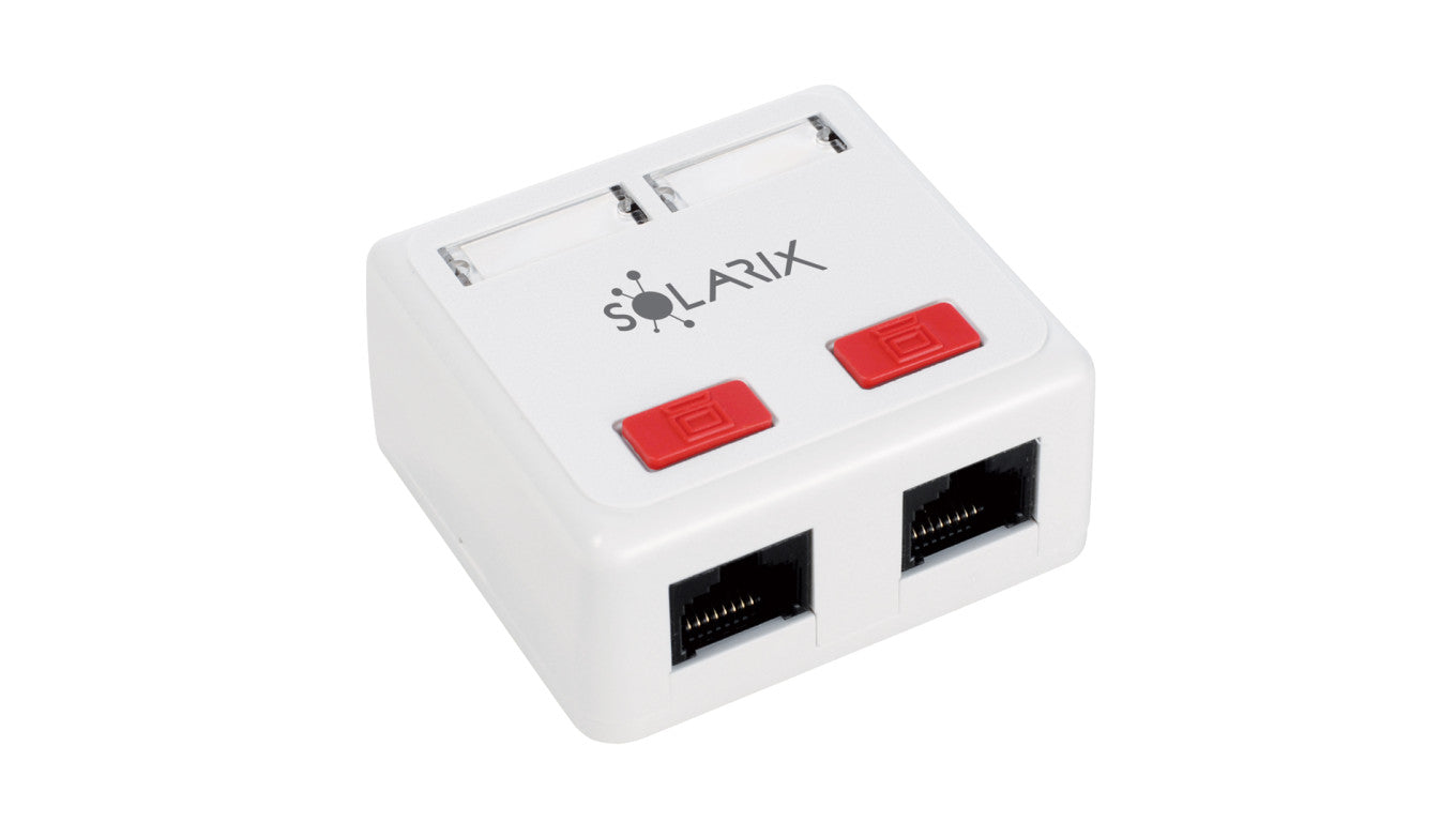 Gniazdko Solarix CAT5E UTP 2 x RJ45 natynkowe białe SX288-5E-UTP-WH