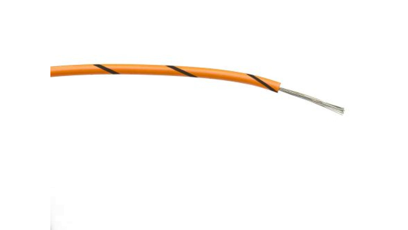 Przewód jednożyłowy linkowy, 0,5 mm², 16/0,2 mm, 20 AWG, PVC, 1 kV AC, Czarny/Pomarańczowy, dł. 100m, RS PRO