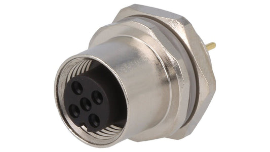 Złącze okrągłe M12 żeńskie proste montaż THT 3-PIN 250V T4143012031-000