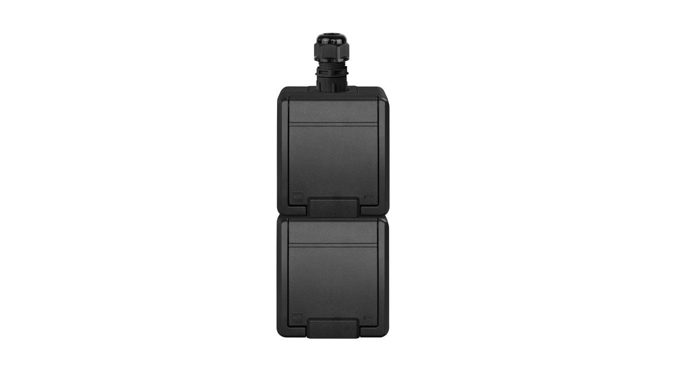 AQUANT 2K gniazdo natynkowe podwójne z uziemieniem 2x2P+Z pion IP65 antracytowy 5052-67