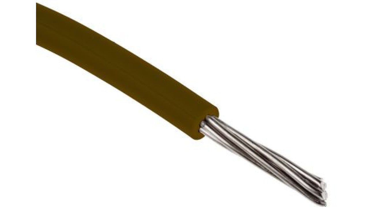 Przewód jednożyłowy linkowy, Przewód instalacyjny, 0,2 mm², 11/0,16 mm, 24 AWG, XLPE, 300 V, Brązowy, dł. 100m, RS PRO