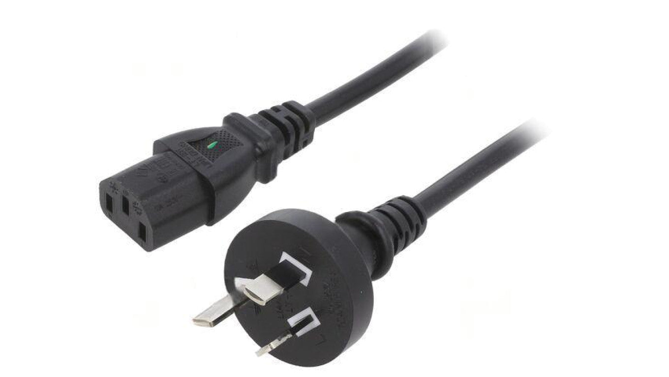 Kabel: 3x0,75mm2, AS/NZS 3112 (I) wtyk,IEC C13 żeński, 1,8m LT-423+501 H05VV-F 3X0.75 BLK 1.8M