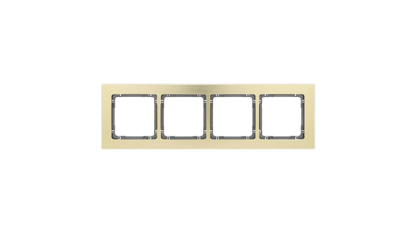 DECO Ramka uniwersalna poczwórna - aluminium szczotkowane (ramka: kolor mosiężny spód: grafitowy) 8-11-DRA-4
