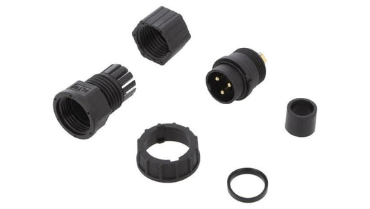 Złącze okrągłe wtyk rozmiar D męski 3-PIN złocony 20A IP67 DC-03BFMB-LL7001